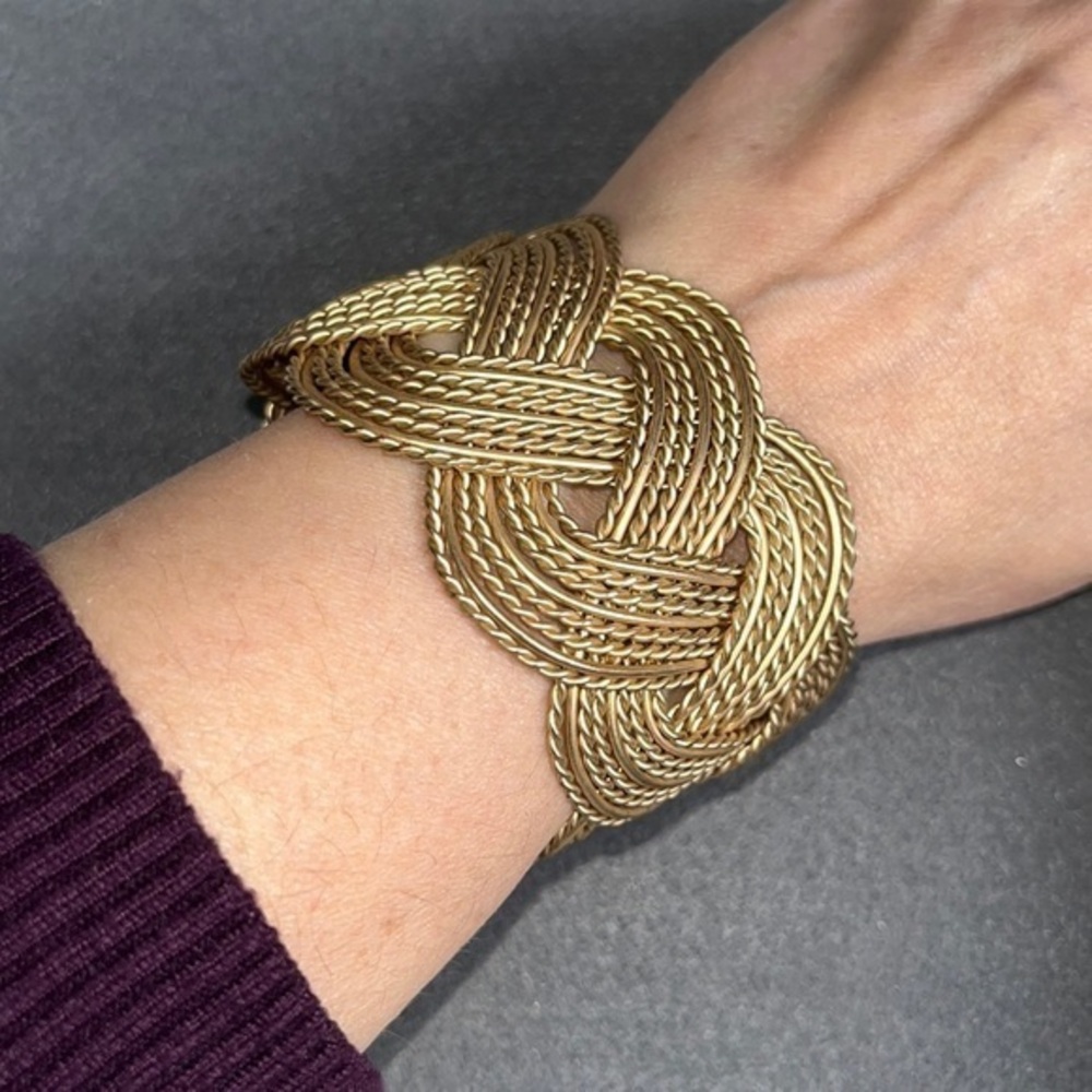 Gold braided cuff bracelet